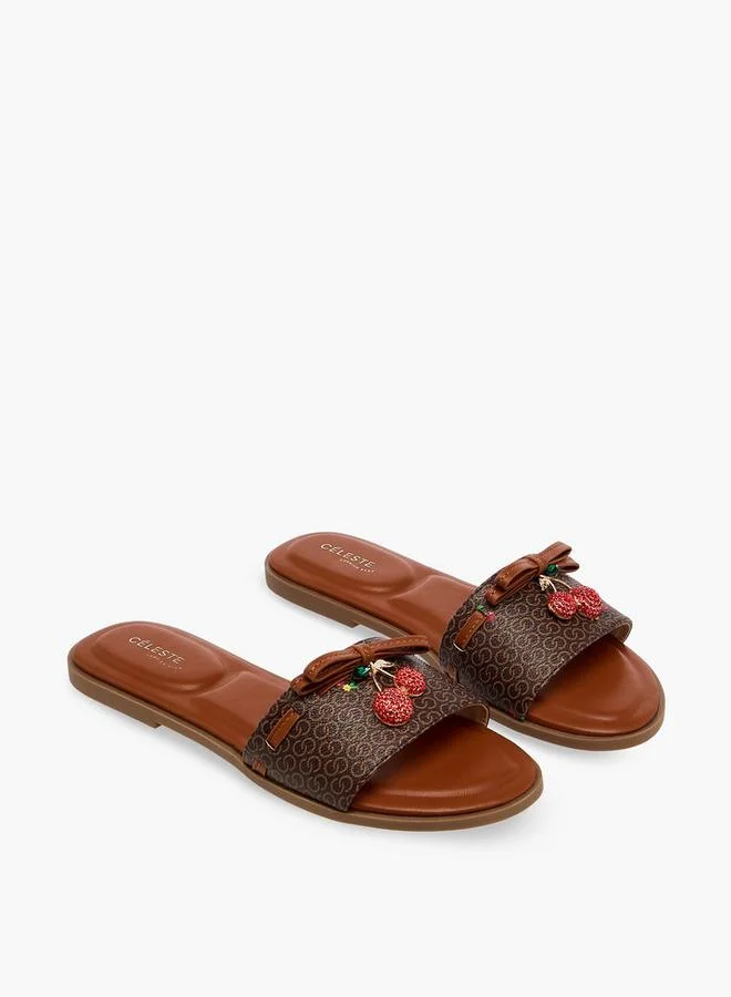 Celeste Women Monogram Print Flat Sandals